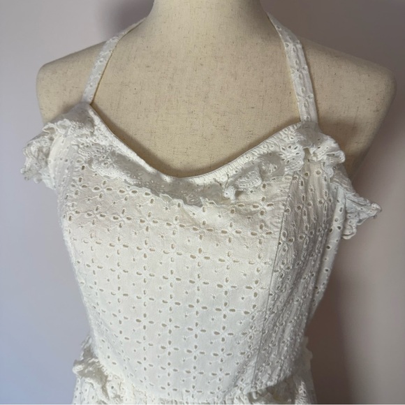 H&M White Ruffled Eyelet Lace Halter Sundress Size 10 - Picture 5 of 10